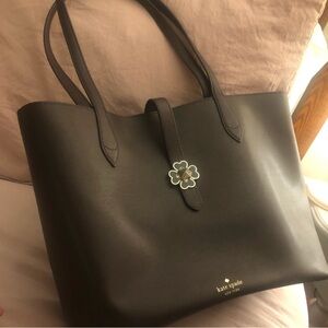 New Kate Spade Dark Plum Tote with Floral Accent